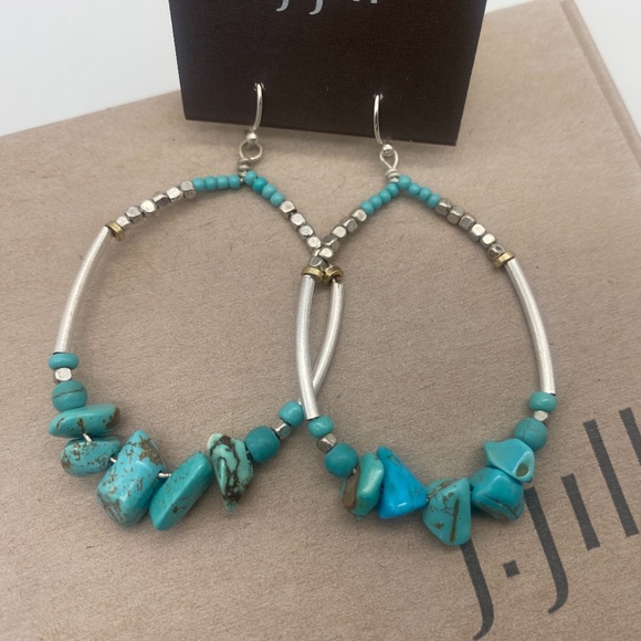 Turquoise Skies Beaded Frontal Hoops - Picture 2 of 6